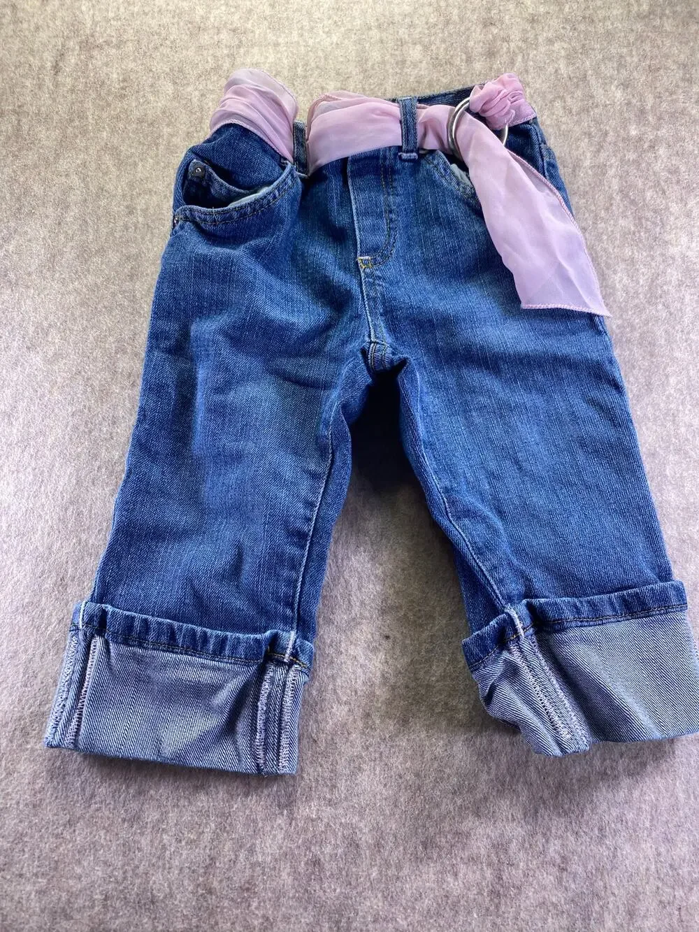 Baby Gap Blue Jeans Capris With an Attached Pink Belt Size 3T
